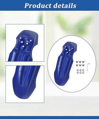 E-Bike Front Fender with Screw Kit Waterproof (Blue) - color: Blue