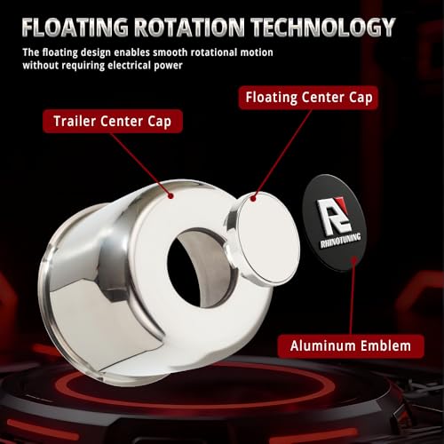 RTrhinotuning 4.88" Floating Wheel Center Caps Stainless Steel Self-Leveling Emblem Trailer Hub Caps Push Through Truck Rim Center Caps Chrome 4.47" Height 4 PCS - color: Chrome, size: 4.88" Center Hole, 4.47" Height