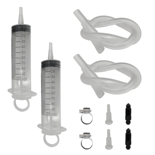 LAINLOY Brake Bleed Kit, Hydraulic Disc Brake Clutch Bleeder Tool with 100ML Syringe 50cm Hose, Universal Oil Fluid Extractor for Motor Scooters Quads Car Brake System Repair Maintenance (2PCS) - size: 2PCS