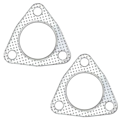 2 Inch Exhaust Gasket 3-Bolt Flange 53mm Graphite w/Fire Ring 2 Pcs - size: 2 in
