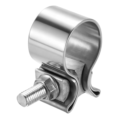 HARFINGTON 410 Stainless Steel Exhaust Clamp 2.09" Butt Joint Narrow Band Muffler Seal Exhaust Narrow Lap Butt Clamps for Pipes Mufflers Converters System Repair, Silver - size: Range 53-61 mm, Band Width 30mm
