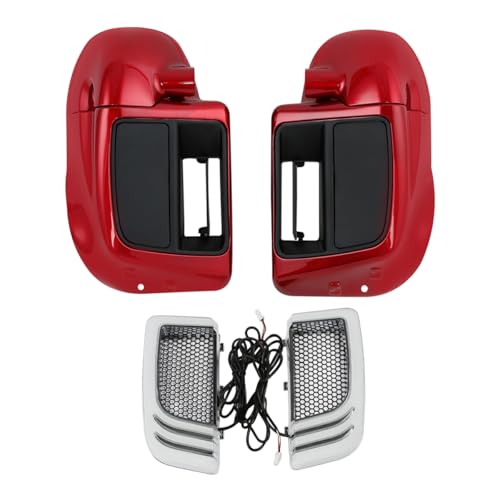 Green-L Lower Vented Leg Fairing and LED Turn Signals Light Kit Fit for Harley Touring Road King Street Glide Electra Glide Ultra 2014-2024 - color: Red-Glove Box
