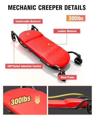 INCENDIOS 43.4 Inch Heavy Duty Mechanic Creeper, Automotive Rolling Creeper