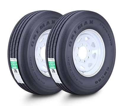 GREMAX All Steel Trailer Tire Wheel ST235/85R16 14PR 8X6.5" White Spoke Pk2 - size: ST235/85R16-14-Ply