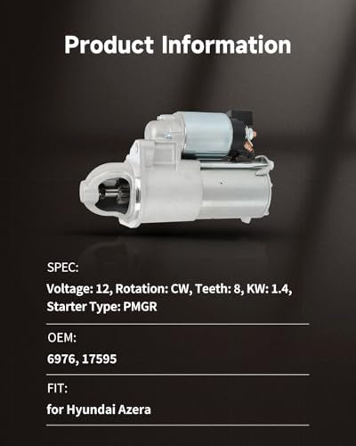 OCPTY Starter Fit For Hyundai For Azera 3.3L 2009 2010 2011