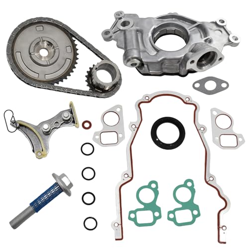 High Volume LS Oil Pump 5.3 Timing Chain Timing Cover Gasket Kit Fit for 2007-2013 Chevy Silverado 1500 Tahoe GMC Sierra Yukon Buick Cadillac 4.8 5.3 6.0 6.2L No VVT