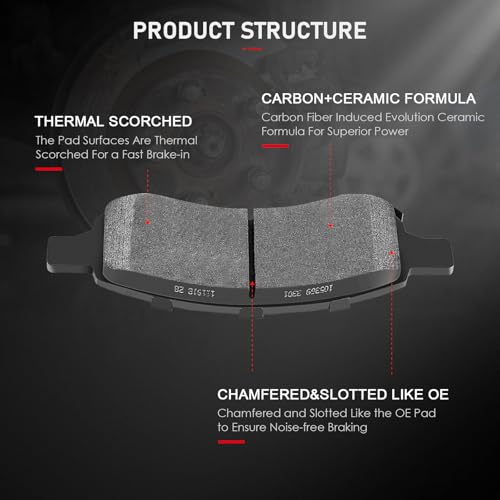 cciyu D1169 D883 Ceramic Front Rear Brake Pads - size: Front[D1169] + Rear[D883]