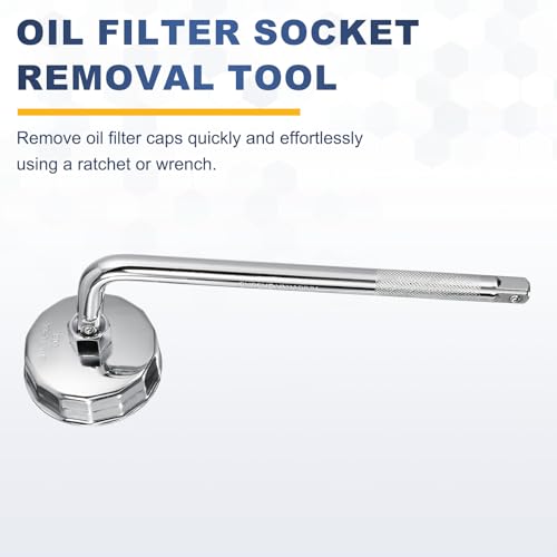 HARFINGTON Oil Filter Cap Wrench 14 Flute 64mm Inner Dia 1/2" with Bend Bar - size: 64mm x 14 Flute(901)