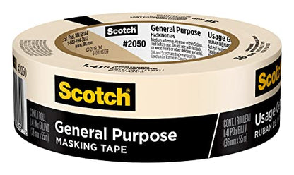 Scotch General Purpose Masking Tape, Tan, Tape for Labeling, Bundling and General Use, Multi-Surface Adhesive Tape, 1.41 Inches x 60 Yards, 1 Roll - size: 1.41 inches x 60 yards, 1 Roll