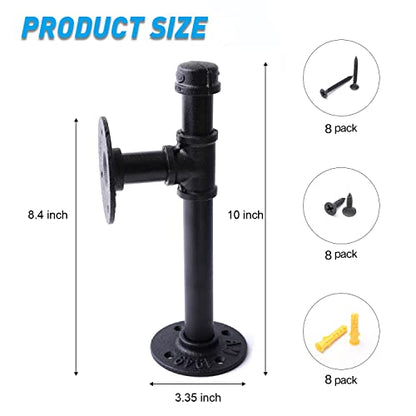 3/4" Industrial Pipe Shelf Brackets, Black Iron Wall Mounted DIY Shelving Brackets Hanging Custom Pipe Brackets for Floating Shelves (2, 10 Inch) - size: 10 Inch