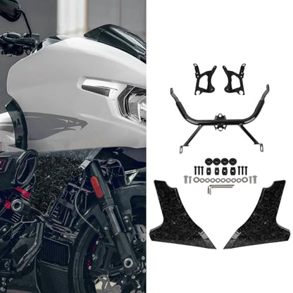Motorcycle Side Fairing Panel Bracket Kit for Harley Touring CVO Road Glide ST FLTRXSTSE 2024 FLTRXSE 2023, Unpainted/Bright Black Spoilers Cover Support Accessories - size: Forge Carbon