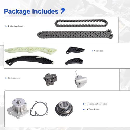 Timing Chain Kit with Water Pump for 2008-2015 Chrysler 200 Sebring 2.4L, 2009-2013 Dodge Avenger Journey 2.4L, 2007-2013 Jeep Compass Patriot 2.0L 2.4L | Includes Gears Guides Engine OEM Replacement - color: 2.0L 2.4L Chrysler Timing Chain