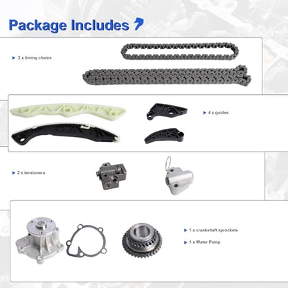 Timing Chain Kit with Water Pump for 2008-2015 Chrysler 200 Sebring 2.4L, 2009-2013 Dodge Avenger Journey 2.4L, 2007-2013 Jeep Compass Patriot 2.0L 2.4L | Includes Gears Guides Engine OEM Replacement - color: 2.0L 2.4L Chrysler Timing Chain