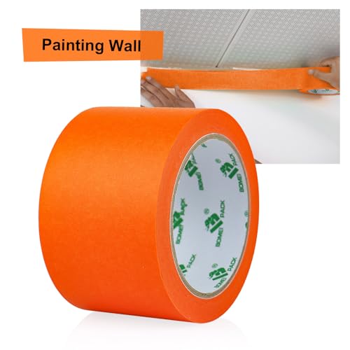 BOMEI PACK Wide Orange Painters Tape 3 Inches x 30 Yards, 3D Tape, 3D Printing Tape for Laser Cutting, 21-Day Clean Removal Wide Masking Tape - color: Orange