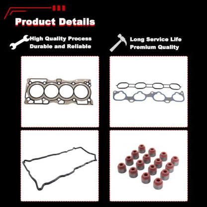 AUCERAMIC Cylinder Head Gasket Set Fit for 2007-2012 Nissan Altima Sentra, for 2014-2015 Nissan Rogue Select, for 2008-2013 Rogue; MLS Valve Cover Gasket 2.5L L4 Replace # HS54593 HS26519PT