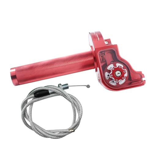 Throttle Grip Motorcycle 22mm CNC Aluminum Quick Twister Throttle Cable for CRF50 CRF70 70 110 70CC 110CC IRBIS 125 250 Dirt Pit Bike Accessories (Red-1) - color: Red-1