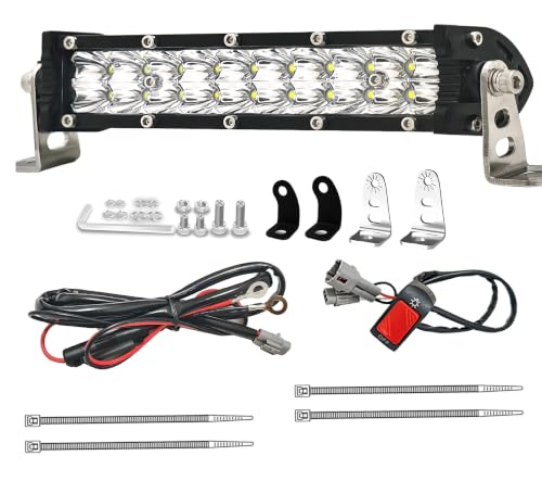 Dirt Bike Light Bar, Plug-Play 6000K 7 Inch Dirtbike Headlight with Switch - color: (White) Light Bar with 12V Wiring and Switch