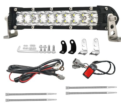 Dirt Bike Light Bar, Plug-Play 6000K 7 Inch Dirtbike Headlight with Switch - color: (White) Light Bar with 12V Wiring and Switch
