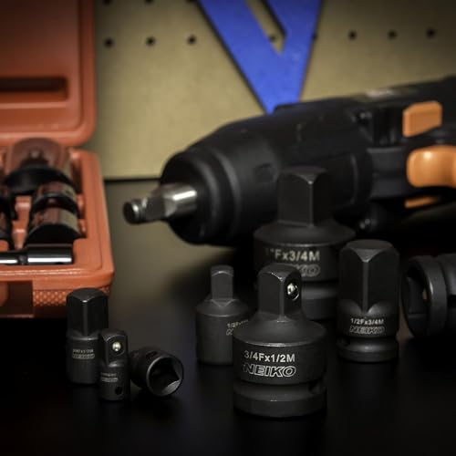 NEIKO 30223A 8 PC Impact Socket Adapter Set, Standard SAE Size, Cr-V Steel, Impact Driver & Wrench Conversion Kit, Locking Impact Socket Adapters & Reducer Set, Ball Detent, 1/4”, 3/8”, 1/2", 3/4”, 1” - size: 8-Pc, style: Adapter Reducer