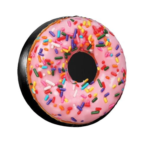 Pink Donut Spare Tire Cover Doughnut Food Dessert Wheel Tire Covers Waterproof Wheel Tire Protector Weatherproof Dust-Proof Tyre Covers Universal Fit for Trailer Truck Off-Road Vehicle RV SUV 15 Inch - color: Pink Donut, size: 15" for tire diameter 27.6"-
