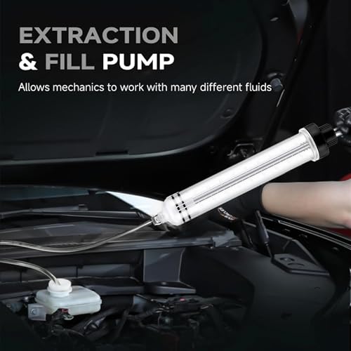 500cc Fluid Extractor Pump for Automotive Use,Manual Oil Change Syringe with 70cm Rubber Hose & 2pcs 30cm Extension Tubes for Easy Oil Change