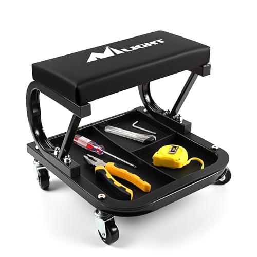 Nilight Rolling Creeper Garage/Shop Seat, 250 LBS Capacity - color: Black 250lbs