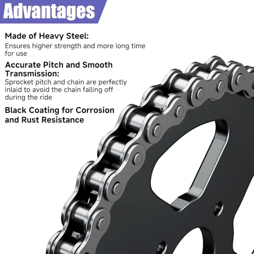 Mini Bike 60 Tooth Sprocket 420 Chain for CT200U CT200U-EX BT200X - color: Black sprocket-Silver chain