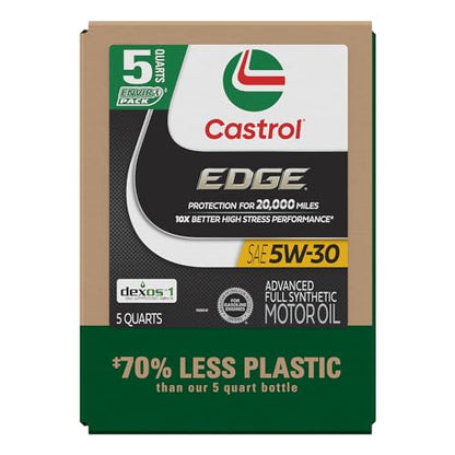 Castrol EDGE 5W-30 Advanced Full Synthetic Motor Oil, 5 Quarts, Eco Pack - size: 5 Quarts, Eco Pack