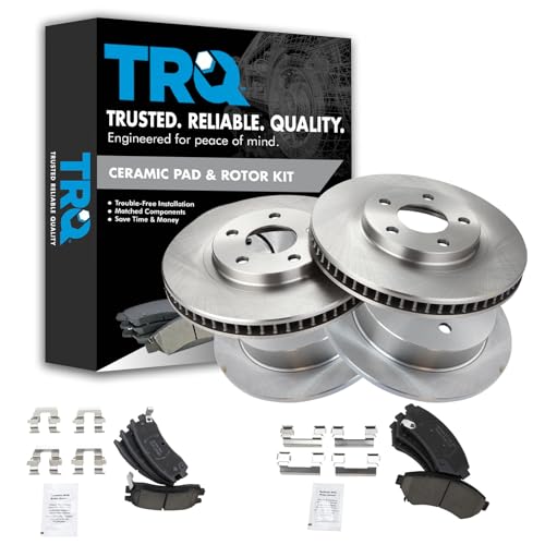 TRQ Front and Rear Brake Pad and Rotor Set Ceramic - style: BKA11170