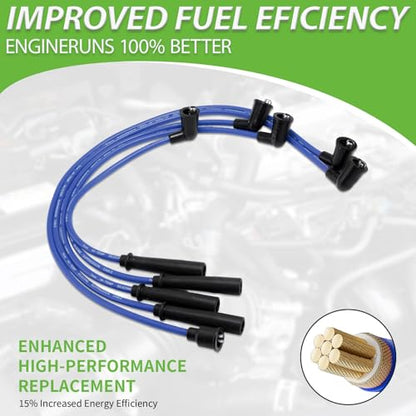 Set of 5PCS Ignition Spark Plug Wires 671-4138 9799 RC-TX99A & 4 Iridium Spark Plugs Set Compatible with Toyota 4Runner Pickup 1989-1992 L4 2.4L 7mm Petrol # replace 55920 90919-21450 - size: 9799