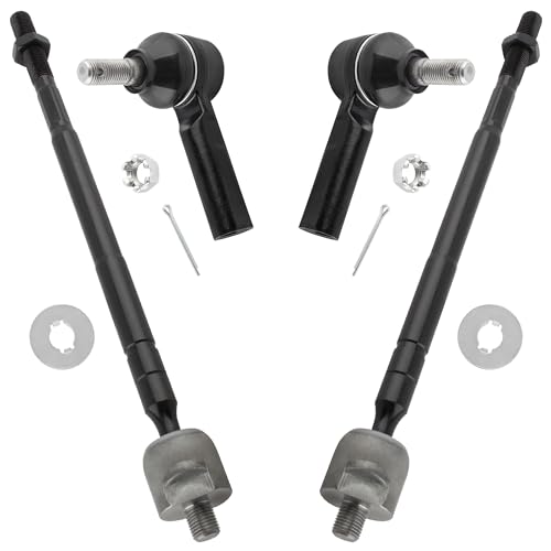 EV302 ES2382 Front Inner & Outer Tie Rod Ends for Geo Prizm 1993-1996 Manual Steering Toyota Corolla 1993-1997, Pack of 4