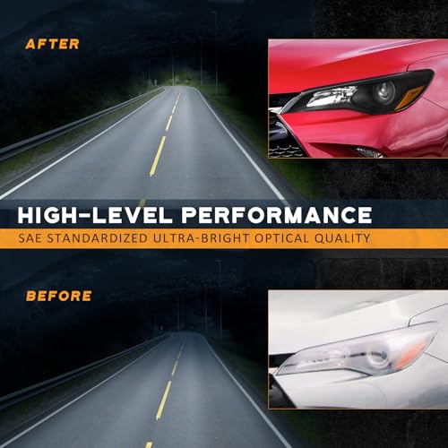 WEELMOTO Headlights for 2015 2016 2017 Toyota Camry XLE LE SE Factory - color: Clear Lens I Black Housing I Amber Reflector