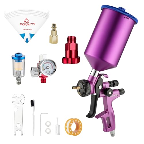 HVLP Air Spray Gun Kit 1.3mm, Professional Automotive Paint Sprayer - color: Purple, size: 1.3mm