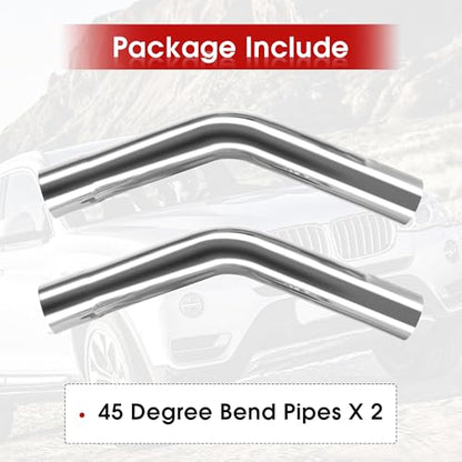 Richeer 2.5" O.D. T304 Stainless Steel Exhaust Pipe 45 Degree Elbow (2PCS) - size: 2.5 inch