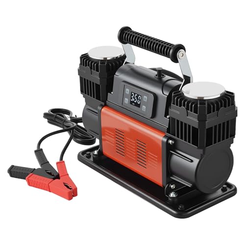 VEVOR Dual-Cylinder Heavy Duty Air Compressor, 10.6CFM Auto-Stop Portable Tire Inflator, 12V 150PSI Offroad Air Pump with LCD Digital Display & Adapters for Truck Car SUV 4 x 4 Vehicle RV - size: 14.37 x 5.91 x 8.94 inch