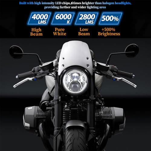 7 inch Motorcycle LED Headlight Compatible with Harley Davidson Fat boy Street Glide Heritage Softail Road King Switchback Electra Glide Ultra Classic Indian,Yamah Triumph Suzuki - size: 45W-silver