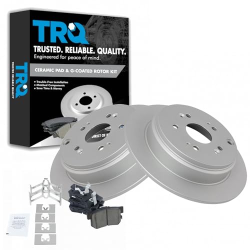 TRQ Rear Ceramic Brake Pad & Premium G-Coated Rotor Kit - style: BKA11331