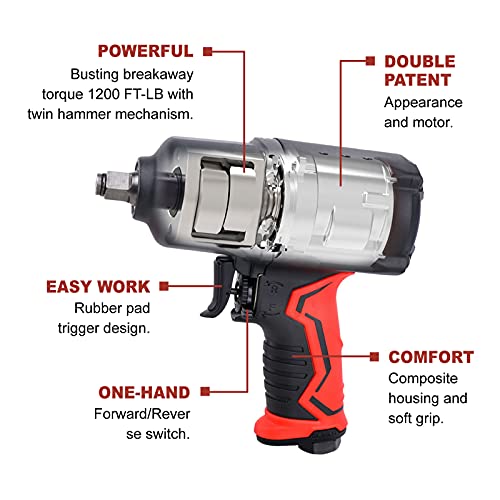 AEROPRO TOOLS Pneumatic Impact Wrench 1/2-Inch Air Impact Gun