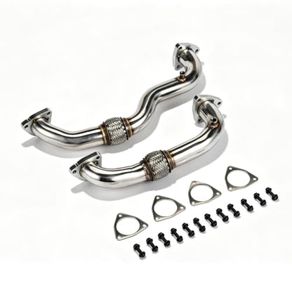Stainless Steel Exhaust Pipes for Ford 2008-2010 F-250 F-350 F-450 F-550 SuperDuty 6.4L Powerstroke Diesel - size: for 2008-2010 F250 F350 F450 F550