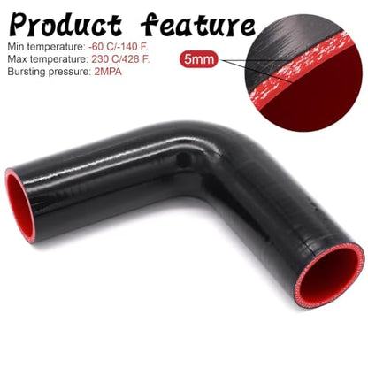 90 Degree Elbow ID 1 3/4 inch (45mm) Silicone Coupler Hose 4-Ply - size: ID 1.75"