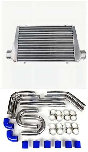 24"x12"x3" Aluminum Intercooler Universal+3" 8PCS Aluminum piping+Black hose kit
