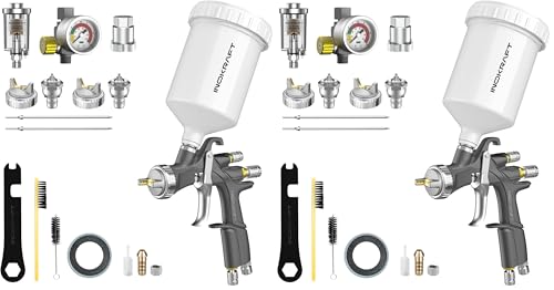 InoKraft D1 LVLP Air Spray Gun Premium Kit, Easy to Use, Paint Gun for Cars & House DIY Painting, 1.3/1.5/1.7mm Nozzles, with Paint Sprayer Accessories (Pack of 2) - size: LVLP Spray Gun Premium Kit (Pack of 2)