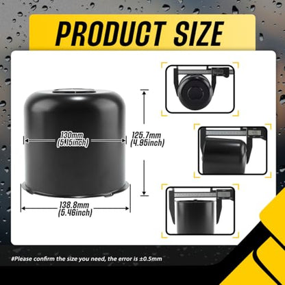 4Pcs 5.15" Stainless Trailer Wheel Center Caps, 4.95" H Matte Black - color: Matte Black, size: 5.15" Hub 4.95"H