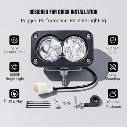 Fits Baja Light for Yozma IN 10 Dirt Bike, 20W Dual Beam LED Headlight