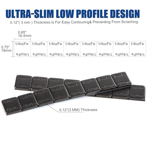 JiiinMiiin 1/4oz, 0.25oz, 48PCS Black Steel Adhesive Stick on Wheel Weights - color: Black, size: 0.25oz - 48PCS