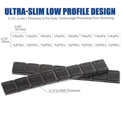JiiinMiiin 1/4oz, 0.25oz, 48PCS Black Steel Adhesive Stick on Wheel Weights - color: Black, size: 0.25oz - 48PCS