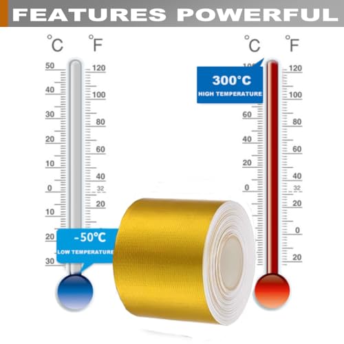 2 Rolls High-Temp Heat Shield Tape Reflective Adhesive Backed Roll Thermal Barrier Foil Tape Self-Adhesive Heat Resistant Tape Cool Tapes for Hose and Auto (Gold, 2 Inch x 16 ft) - color: Gold, size: 2 Inch x 16 ft