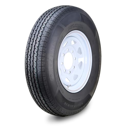 Free Country Trailer Tire Wheel ST225/90R16 14-Ply G 127L 8X6.5 White Spoke - size: ST225/90R16 /14PR /8x6.5