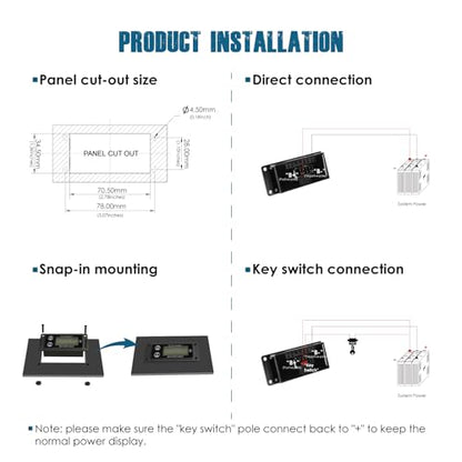 Runleader RL-BI609C Bluetooth Shunt Battery Monitor, Voltage Gauge