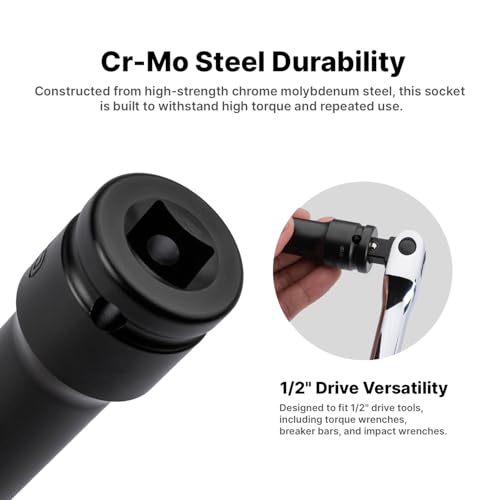 Capri Tools 1/2 in. Drive Extended Wheel Lug Nut Socket Set with Non-marring Protective Sleeve, 21 mm - size: 21 mm